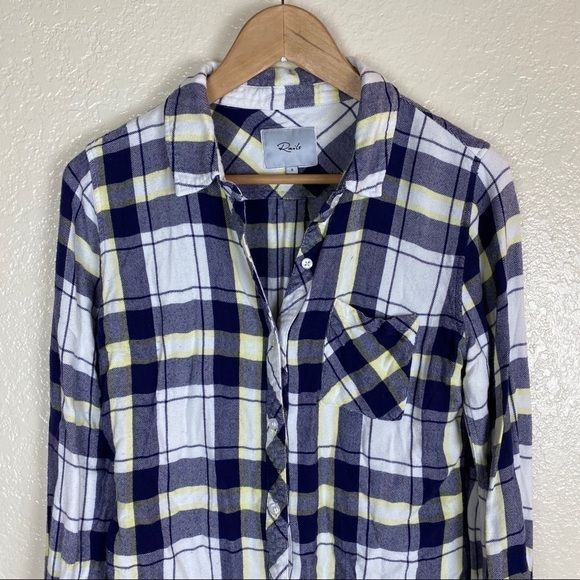 Rails hunter blue yellow plaid shirt size small - Picture 3 of 9